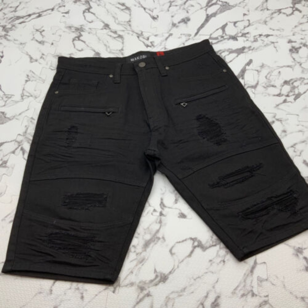 Men's Makobi Jet Black Denim Shorts NWT